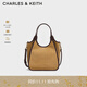 CHARLES&KEITH25秋新復古仿麂皮簡(jiǎn)約手提式托特包生日禮物CK2-30782659-1 Sahara Sand沙色/棕色 S
