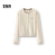 森馬（Semir）針織開(kāi)衫女短款假兩件圓領(lǐng)顯瘦2025冬新款刺繡含羊毛毛衫氣質(zhì) 白咖色調00315 M