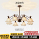 紐思維爾客廳吊燈美式法式復(fù)古風(fēng)餐廳護(hù)眼中古風(fēng)鈴蘭花三室兩廳套餐燈具 【咖色8頭】全光譜90cm 三色變光