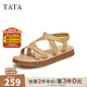 他她（TATA）復古通勤厚底涼鞋女休閑綁帶羅馬涼鞋秋新款DWFH1BL4 黃棕 39