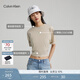 Calvin Klein Jeans夏季女士休閑簡(jiǎn)約ck印花字母舒適純棉圓領(lǐng)短袖T恤J222179 ACF-米色 S （推薦95-110斤）