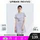 UR2025夏季新款女時(shí)尚氣質(zhì)褶皺收腰短款圓領(lǐng)連衣裙UYY750110 淡紫 M