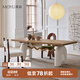 莫語麥兜餐桌原創(chuàng)設(shè)計(jì)法式奶油風(fēng)實(shí)木餐桌椅組合原木色書桌 臺(tái)面白橡實(shí)木飾面【2.0米】