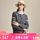 兆君2024秋冬時尚減齡提花羊毛開衫女圓領(lǐng)嵌花上衣外穿針織衫 深空灰 115/2XL
