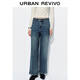 UR2025秋季新款女裝復古休閑水洗貓須闊腿牛仔長(cháng)褲UYY850240 藍色 28