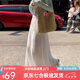蘿美醬白色雪紡半身裙女夏季2025新款高腰裙春秋仙女壓褶a字長(cháng)裙大裙擺 白色壓褶裙 M