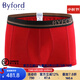 百富（BYFORD）男士平角褲內褲埃及棉柔軟舒適中腰平角褲四角褲男褲頭紅色MW715 紅色 M
