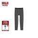 無印良品（MUJI）男式 使用了棉的冬季內(nèi)衣 長緊身褲 男士保暖秋季款 線褲 家居褲 炭灰色 S (165/72A)