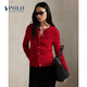 Polo Ralph Lauren 拉夫勞倫 女裝 修身版絞花編結棉針織開(kāi)襟衫RL27205 600-紅色 XS