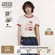 Teenie Weenie小熊短袖T恤女2025年夏季新款活力撞色印花圓領(lǐng)T恤上衣女 象牙白 S