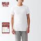 無印良品（MUJI）男式無側縫天竺編織圓領T恤2件裝25年夏季男士男款短袖打底衫背心 白色 FA16CC5S XL （180/104A）