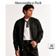 ABERCROMBIE & FITCH男裝24春秋款人造麂皮美式飛行員外套夾克KI132-4088 黑色 S (175/92A)
