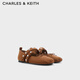 CHARLES&KEITH圓頭平底鉚釘芭蕾瑪麗珍鞋生日新年禮物送女友CK1-70381146 Brown棕色 37 （235）