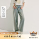 茵曼復(fù)古藍(lán)寬松闊腿牛仔褲夏季女裝新潮休閑顯瘦水洗長褲 懷舊藍(lán) S