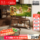 冬木實(shí)木電視移動(dòng)支架100寸電視支架客廳中古風(fēng)移動(dòng)儲物電視機柜 適配65-100寸胡桃色（公牛插座）