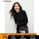 紅袖修身打底針織衫秋季2024新款女裝無(wú)縫一體坑條半高領(lǐng)氣質(zhì)內搭上衣 黑050 M