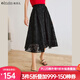 Olrain歐芮兒黑色網(wǎng)紗半身裙女夏季高腰時(shí)尚復(fù)古赫本風(fēng)A字傘裙 黑色-現(xiàn)貨 M 160/68A