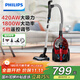 飛利浦（PHILIPS）臥式吸塵器家用清潔機強勁大功率大吸力吸灰吸塵吸螨蟲(chóng)除螨寵物家庭適用FC9735/81