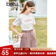百圖betu女裝夏季新款短褲簡(jiǎn)約高腰闊腿短褲多色短褲女2304T69 紫色 M