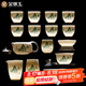 金鑲玉功夫茶具整套裝陶瓷茶壺茶杯送人禮品盒高檔羊脂玉白瓷 富貴山水
