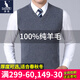 袋鼠（DAISHU）100%純羊毛背心男裝秋冬季純色休閑V領(lǐng)毛衣馬甲男士無(wú)袖上衣坎肩 1821-新中灰(薄款/常規) XL /175(建議140-160斤)