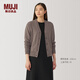 無印良品（MUJI）女式美利奴羊毛可水洗中針距V領(lǐng)開衫針織衫外套上衣 BA1P5A4A 深咖啡棕色 M （160/84A）