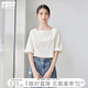 對(duì)白法式條紋方領(lǐng)短袖雪紡襯衫女2025新款夏季鹽縮肌理感純棉小衫 白底黑條 M