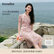 珂萊蒂爾【玫瑰裙】2025夏季新款桑蠶絲復古優(yōu)雅茶歇裙女V領碎花連衣裙 淡紅色 XL