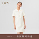 OVV【經(jīng)典粗花呢】2022春夏新款女裝日本進(jìn)口面料方領(lǐng)短袖連衣裙 本白18 M