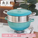典匠 鑄鐵琺瑯?gòu)屵溴佌翦?04不銹鋼蒸籠多用湯鍋燉鍋電磁爐燃?xì)馔ㄓ?蒸鍋+蒸屜-藍(lán) 26cm