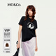 MO&Co.短袖T恤2025夏新品5A抗菌防螨棉質(zhì)萌寵印花寬松MBE2TEE035 黑色 M /165