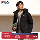 FILA 斐樂男裝羽絨服冬季保暖連帽運動休閑加厚外套開衫上衣 正黑色-BK 170/92A/M
