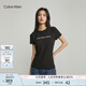 Calvin Klein Jeans夏季女士通勤經(jīng)典ck字母印花舒適微彈圓領(lǐng)短袖T恤J213892 BEH-太空黑 M