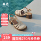 森達(dá)羅馬鞋女款2025夏新復(fù)古休閑粗跟時(shí)尚豬籠鞋ZTG13BH5 米白 38