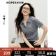 紅袖復(fù)古絞花短袖針織衫2025夏季新款女裝字母繡正肩POLO領(lǐng)別致短上衣 煙灰056 L