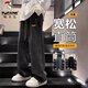 啄木鳥（TUCANO）黑色牛仔褲男夏款直筒寬松青少年長褲2025新款男生工裝潮牌褲子 黑灰色 L 適合（125斤-135斤）