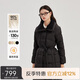 艾萊依針織拼接羽絨服女款中長(zhǎng)款大衣時(shí)尚收腰冬外套 炭黑 M