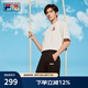FILA 斐樂易烊千璽同款情侶款針織短袖衫2025夏季新款小狐貍寬松T恤 云菇白-WT L 175/96A/L
