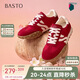 百思圖25春商場(chǎng)同款復(fù)古運(yùn)動(dòng)德訓(xùn)鞋平跟女休閑鞋I0900AM5 紅色 38