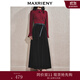 MAXRIENY浪漫復古感A字絲絨半裙法式赫本風高腰長裙修身 黑色 M