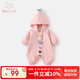班喜迪嬰兒衣服秋裝嬰幼兒連體衣女寶寶連帽哈衣洋氣外套春秋超萌外出服 粉色 80cm