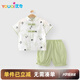 優(yōu)奇男寶寶漢服短袖短褲夏季套裝兒童新中式民族風(fēng)兩件套一歲抓周禮服