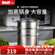Momscook 304不銹鋼湯鍋復合底大容量加厚電磁爐燃氣灶平底深湯鍋雙耳火鍋 【湯鍋+2層蒸籠】 24cm