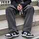 JEEP SPIRIT吉普牛仔褲男士休閑褲子男直筒闊腿秋冬季高端寬松美式彎刀長(zhǎng)褲