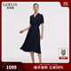 歌莉婭真絲連衣裙2025新款通勤穿搭重要場(chǎng)合桑蠶絲裙子1E7L4K780 90U深寶藍(lán) S