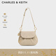 CHARLES&KEITH25冬新品翻蓋式絨面單肩包掛小豬包CK2-20671821-1 Nutmeg Beige豆蔻米 S