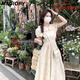 MAGIOPY國際奢侈品牌高端連衣裙女夏季溫柔風(fēng)氣質(zhì)減齡收腰超仙顯瘦裙子女 杏色 碎花裙【超仙森系】 M