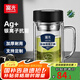 富光雙層玻璃杯透明茶杯辦公杯把手大容量男高硼硅水杯子生日送禮物 黑色 560ml【升級抗菌加厚】