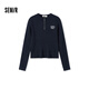 森馬（Semir）毛衣女冬季短款半開(kāi)襟刺繡修身套頭衫女生風(fēng)顯瘦上衣107724107001