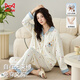 貓人帶胸墊睡衣女士純棉春秋四季長(cháng)袖2025年新款女生可外穿家居服套裝 4-藍白-小狗【免穿Bra·清新親膚棉】 L 【建議體重100-120斤】